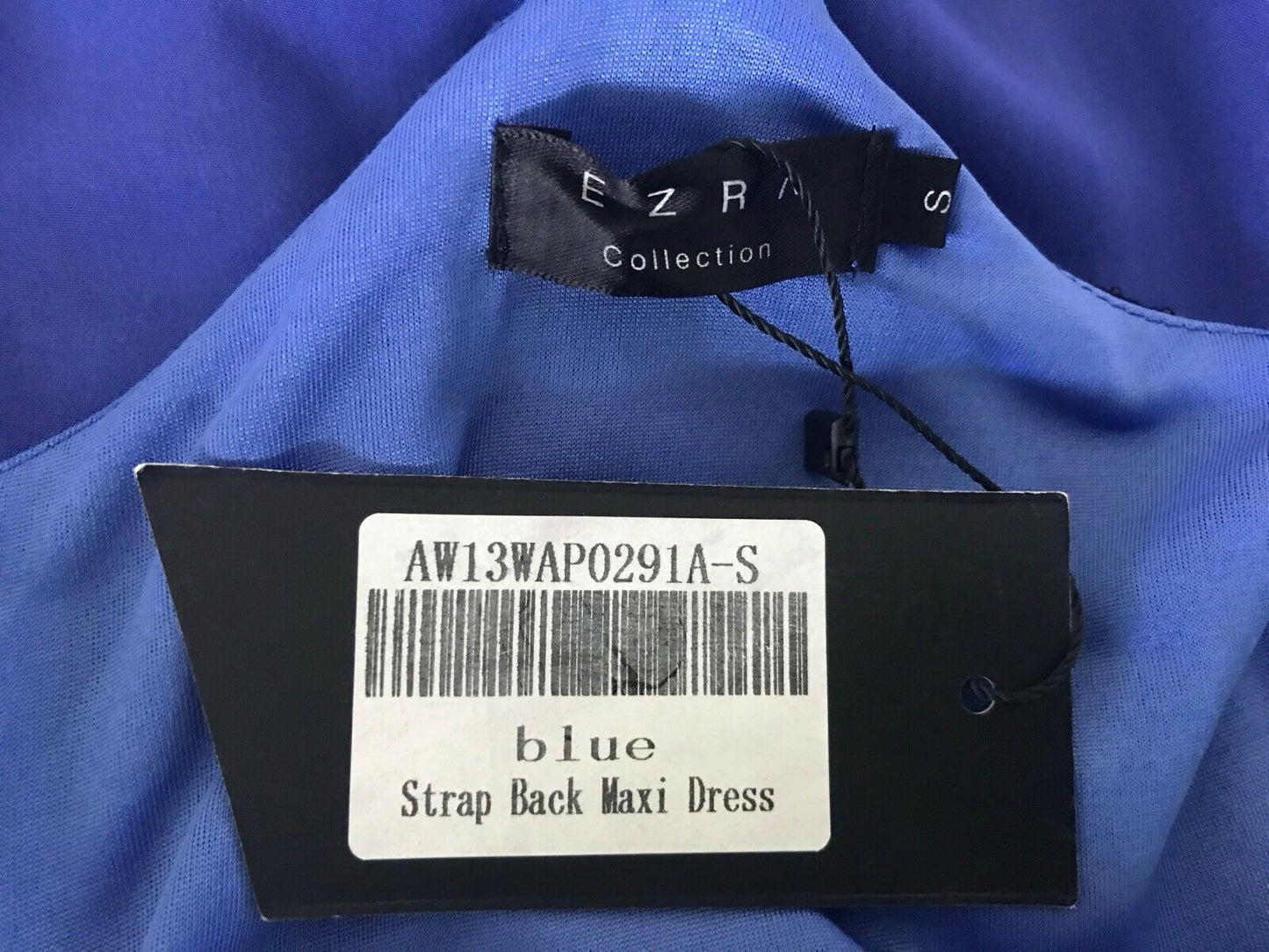 EZRA COLLECTION Maxi Dress Racer Back A-Line Blue Beaded Strap Dressy Size S NEW