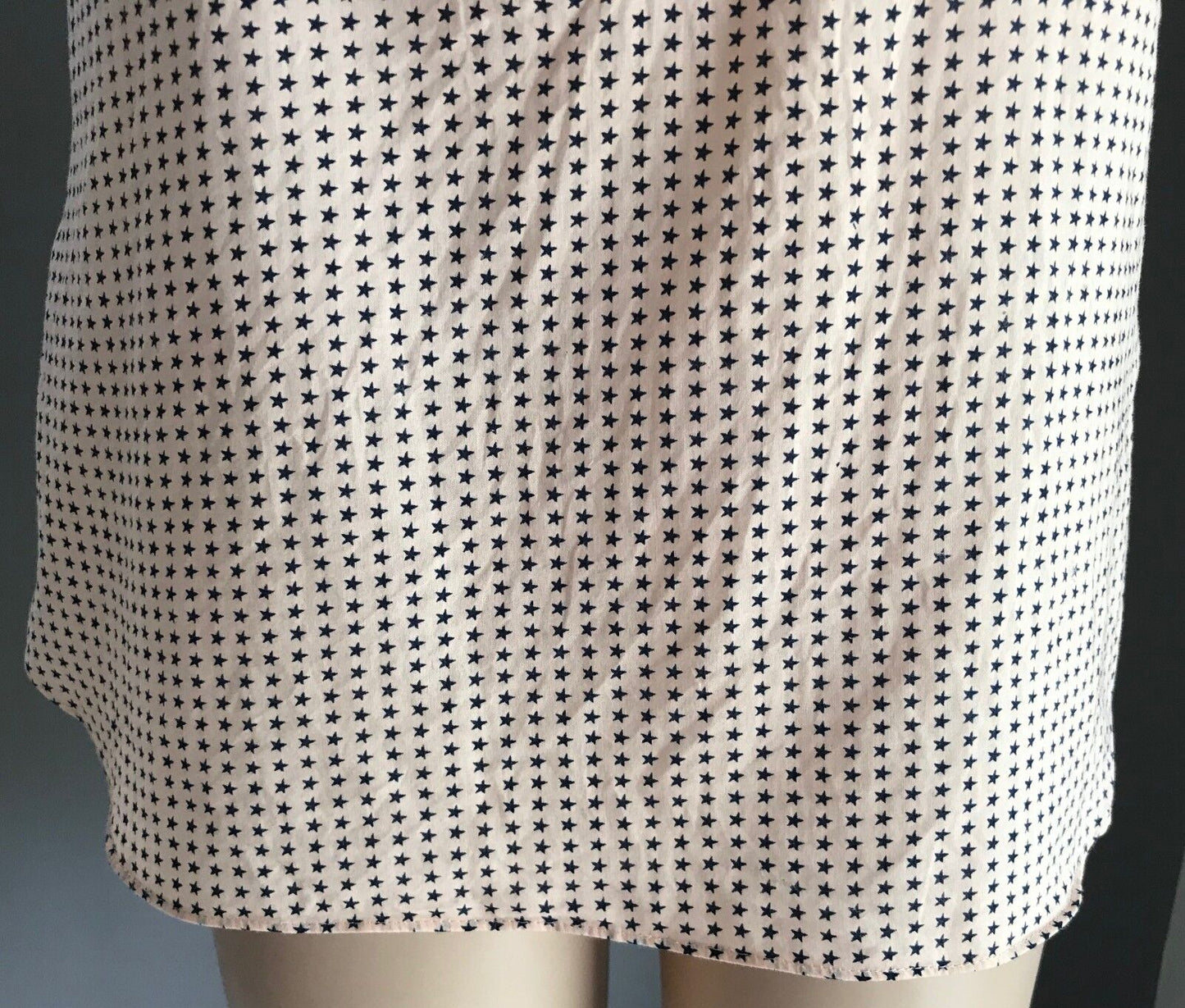 JAG Top Blush Pink & Navy Blue Star Print Sleeveless Blouse Shirt Ladies Size 10