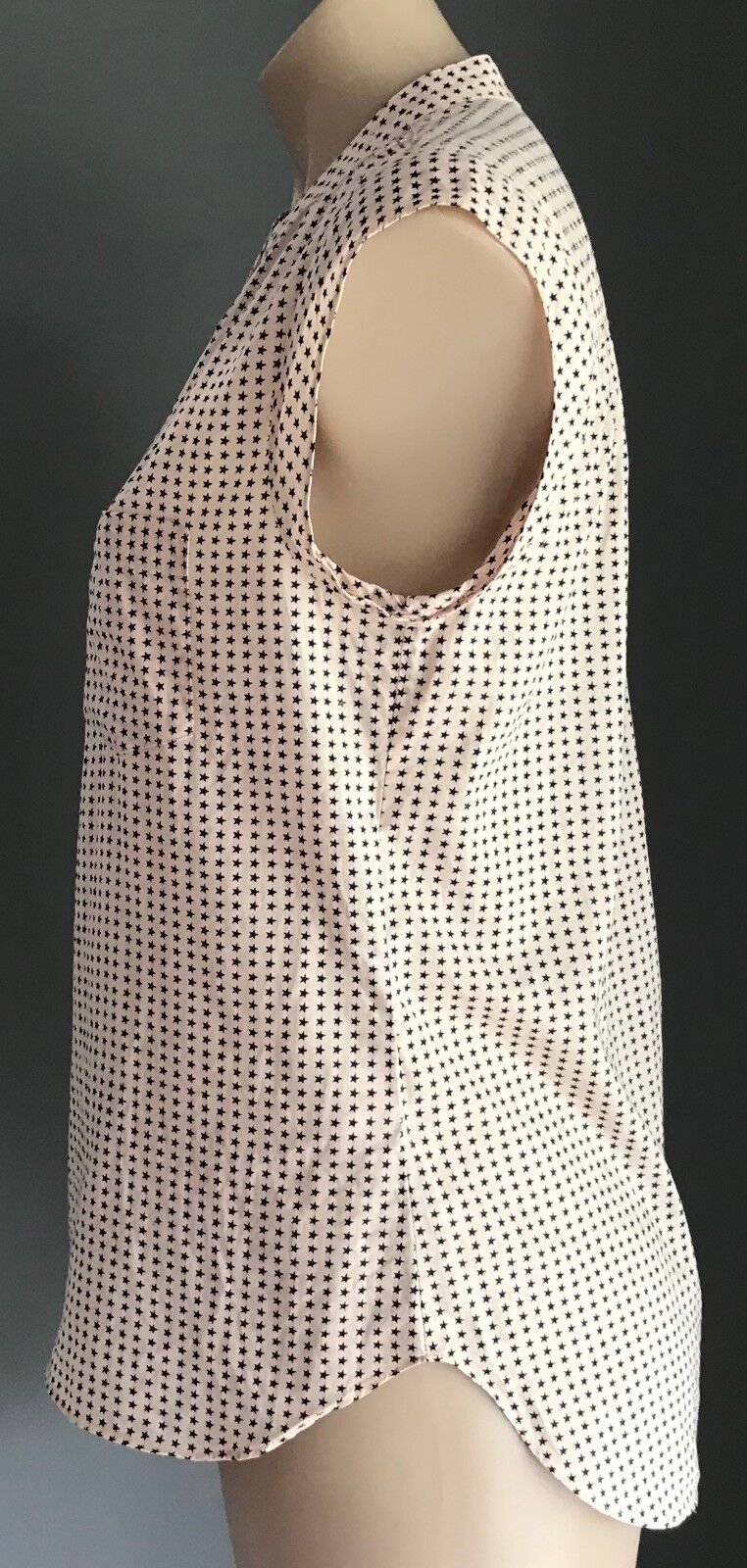 JAG Top Blush Pink & Navy Blue Star Print Sleeveless Blouse Shirt Ladies Size 10
