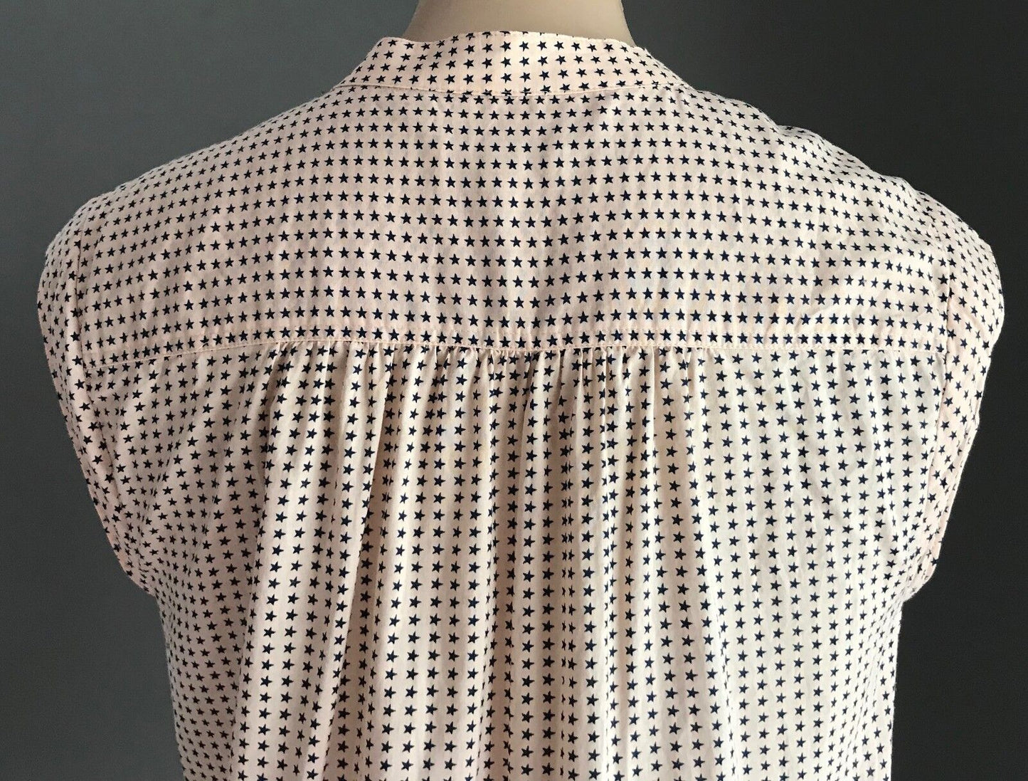 JAG Top Blush Pink & Navy Blue Star Print Sleeveless Blouse Shirt Ladies Size 10
