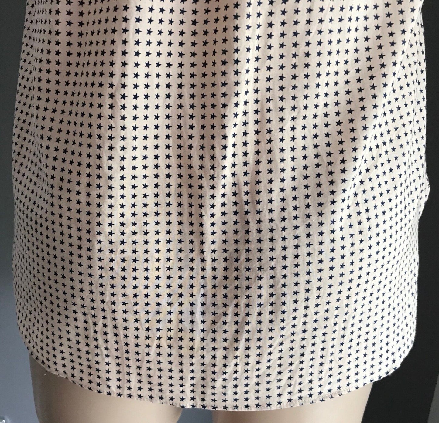 JAG Top Blush Pink & Navy Blue Star Print Sleeveless Blouse Shirt Ladies Size 10