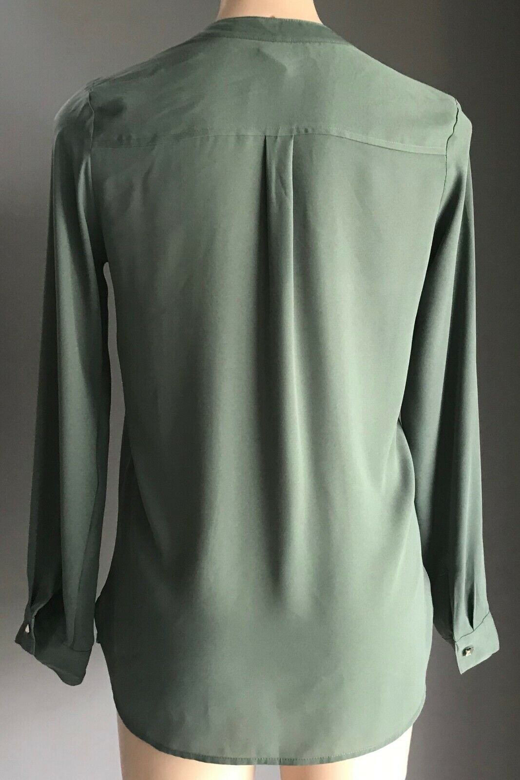 NOW Top Slip On Blouse Khaki Long Sleeve Chiffon Shirt Ladies Size 10
