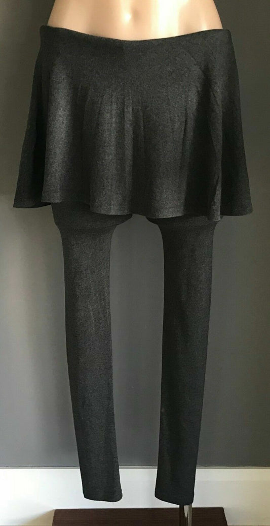 GOGO TOM"S Leggings Grey Twofer Skirt Pants 7/8 Sports Sz 8 10 Dance