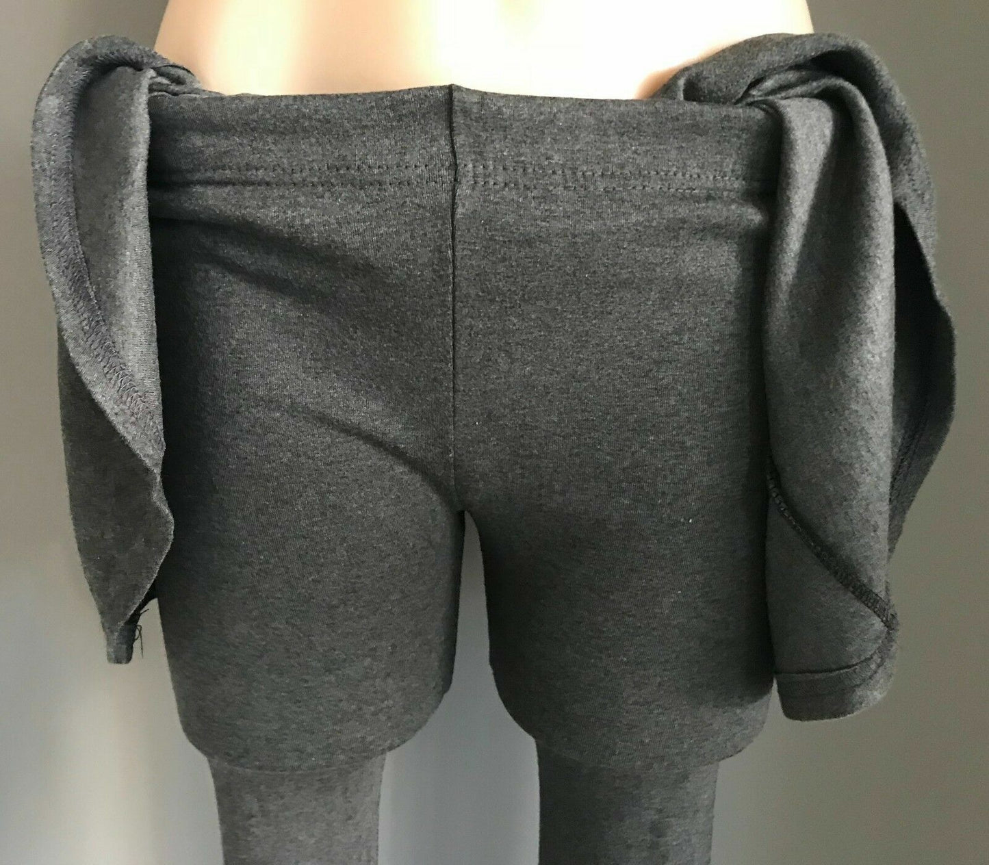 GOGO TOM"S Leggings Grey Twofer Skirt Pants 7/8 Sports Sz 8 10 Dance