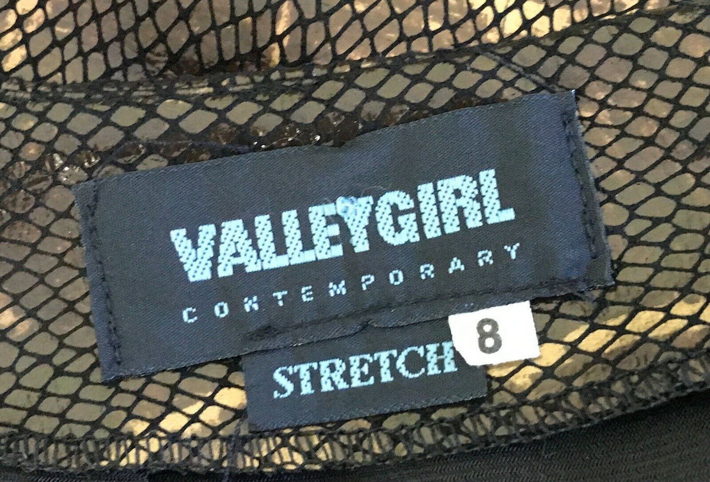 VALLEYGIRL Side Slit Skirt Bronze & Gold Snakeskin Print Stretch Size 8 NEW