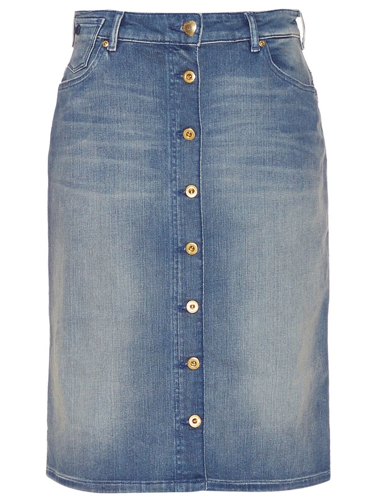 SCOTCH & SODA Denim "Lady Luck" Skirt Button Front Knee Length Straight Sz XS 8