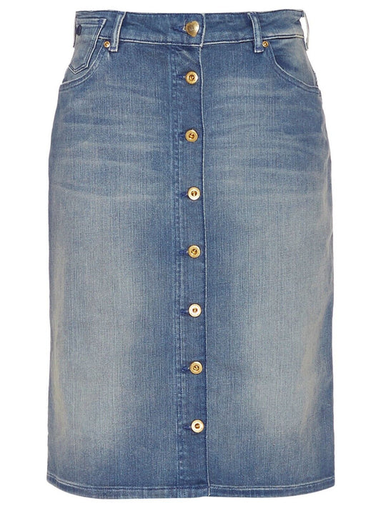 SCOTCH & SODA Denim "Lady Luck" Skirt Button Front Knee Length Straight Sz XS 8
