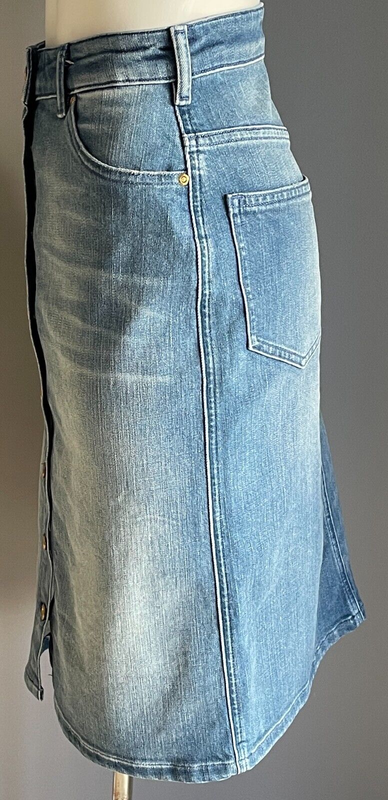 SCOTCH & SODA Denim "Lady Luck" Skirt Button Front Knee Length Straight Sz XS 8
