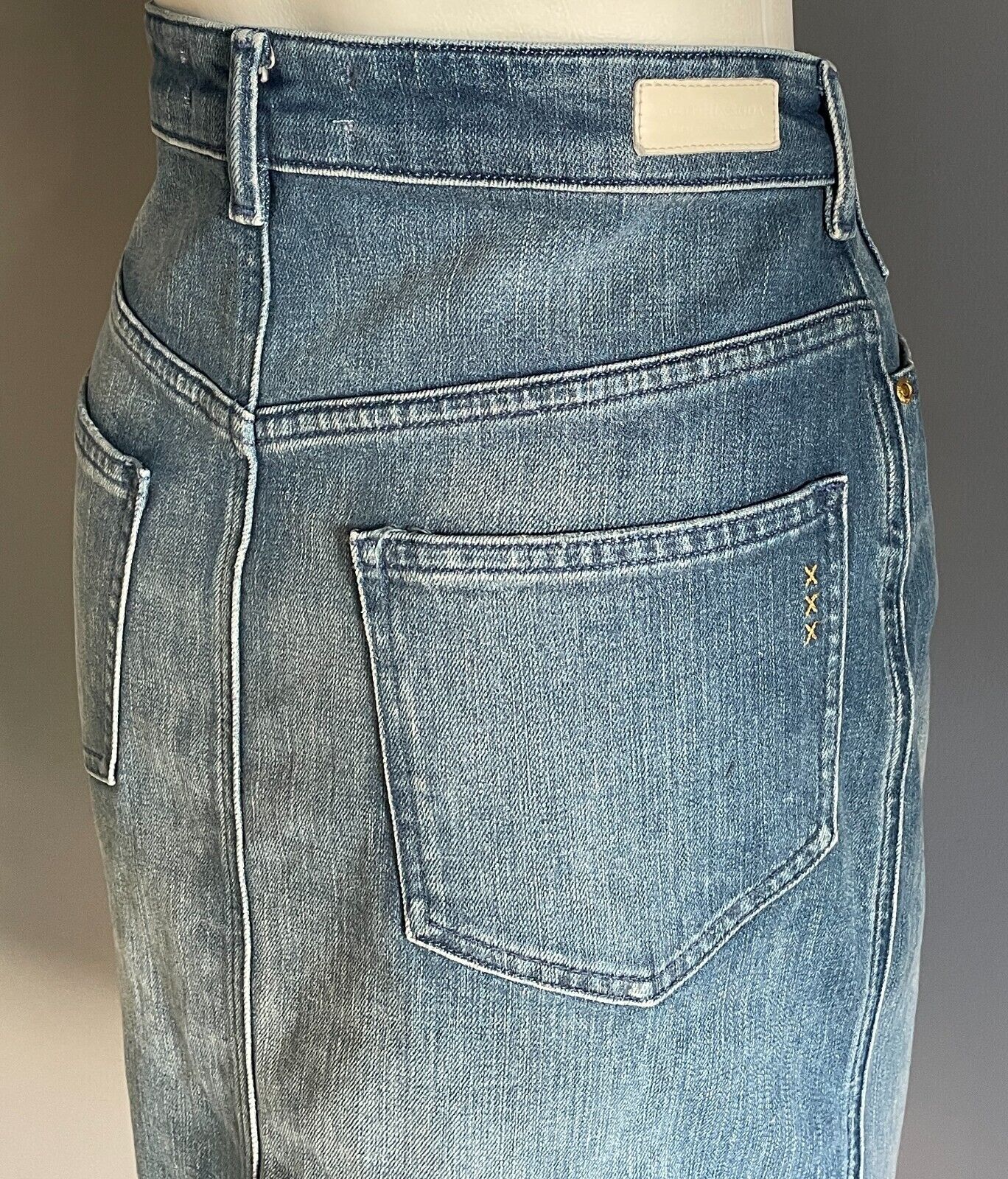 SCOTCH & SODA Denim "Lady Luck" Skirt Button Front Knee Length Straight Sz XS 8