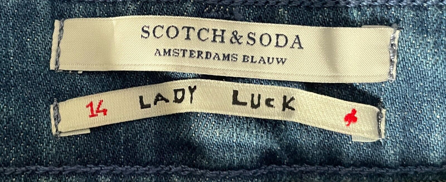 SCOTCH & SODA Denim "Lady Luck" Skirt Button Front Knee Length Straight Sz XS 8