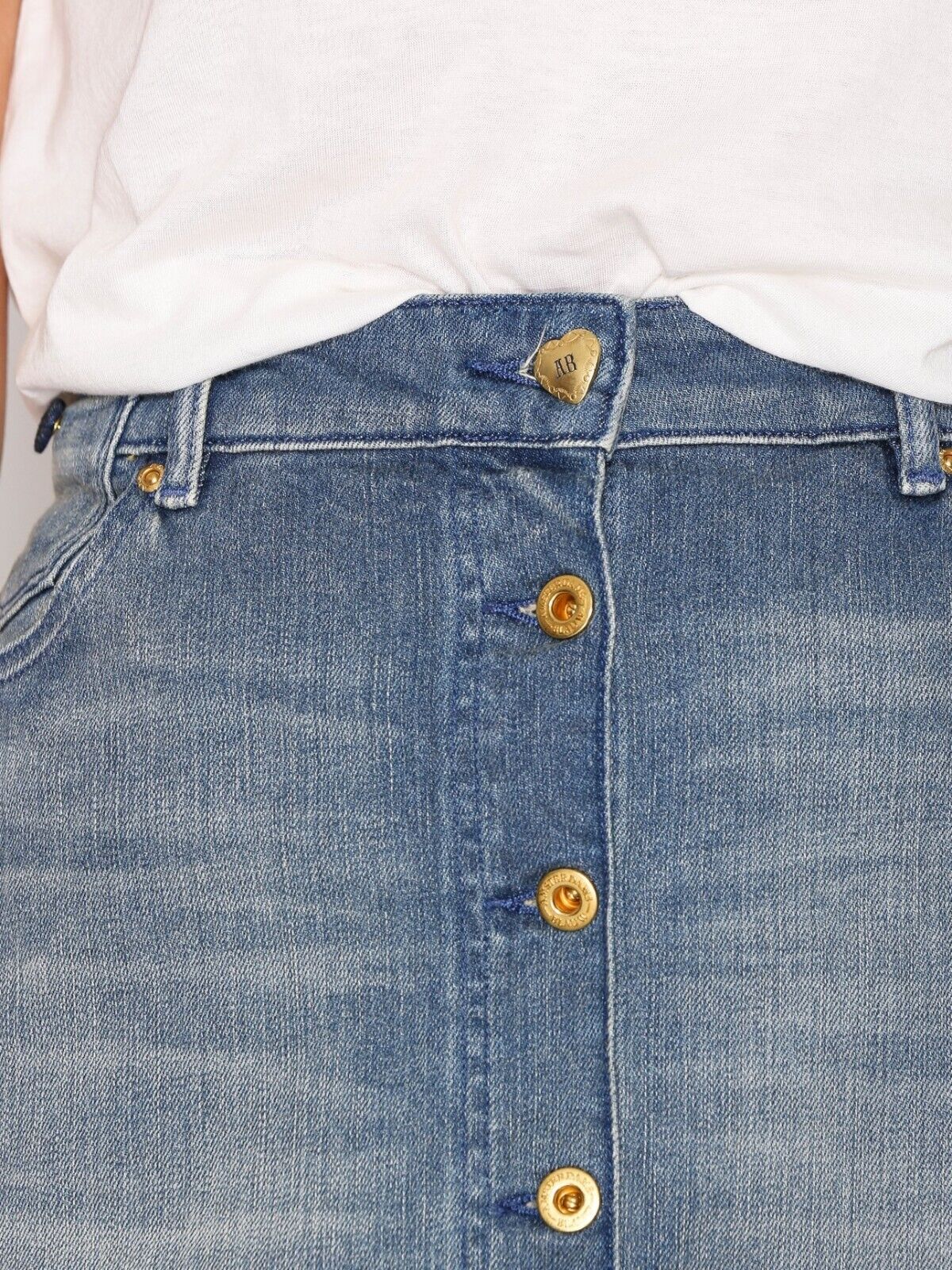 SCOTCH & SODA Denim "Lady Luck" Skirt Button Front Knee Length Straight Sz XS 8