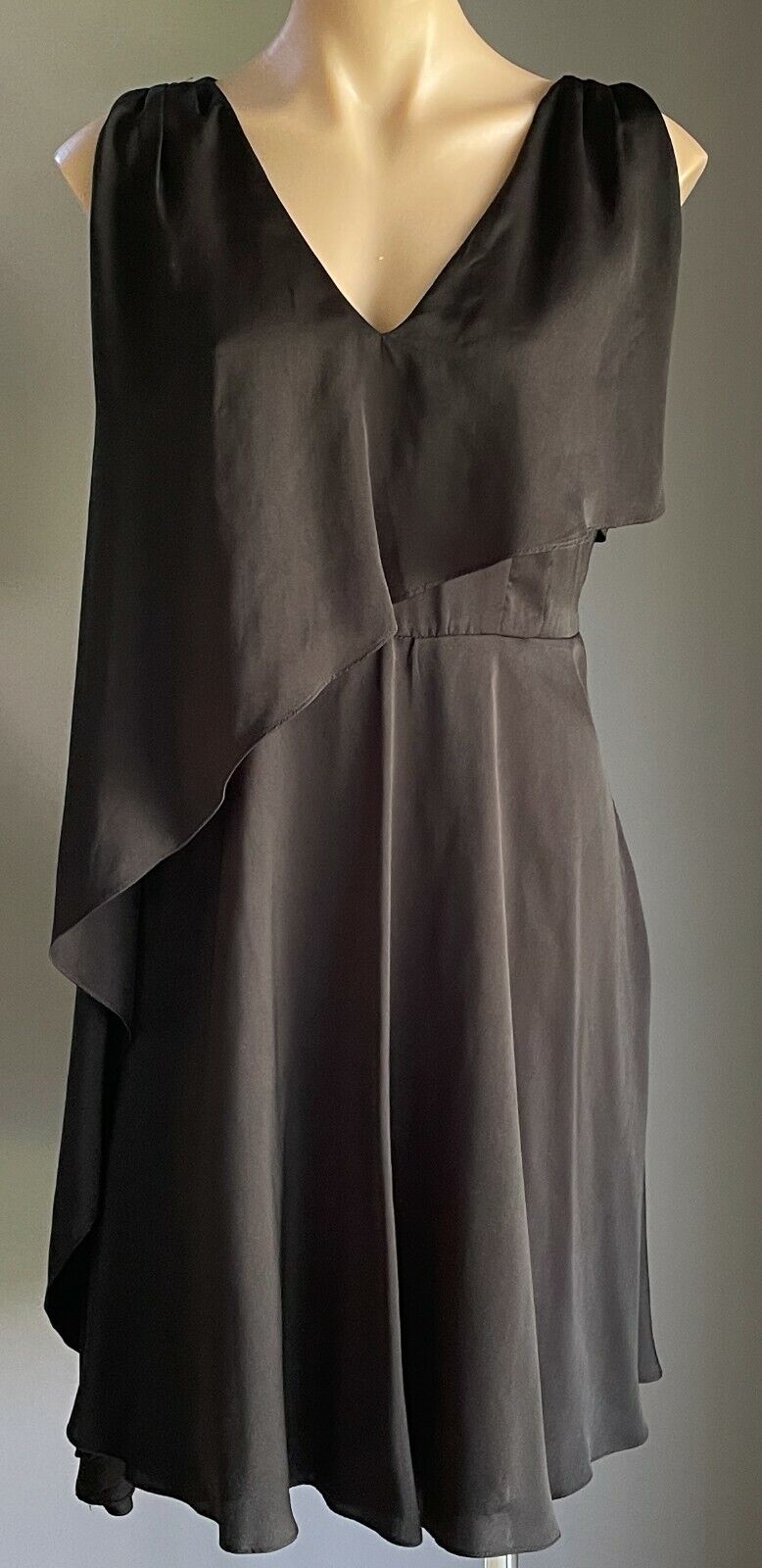 PINK RUBY Sheath Dress Black Sleeveless w Asymmetric Overlay Size 14