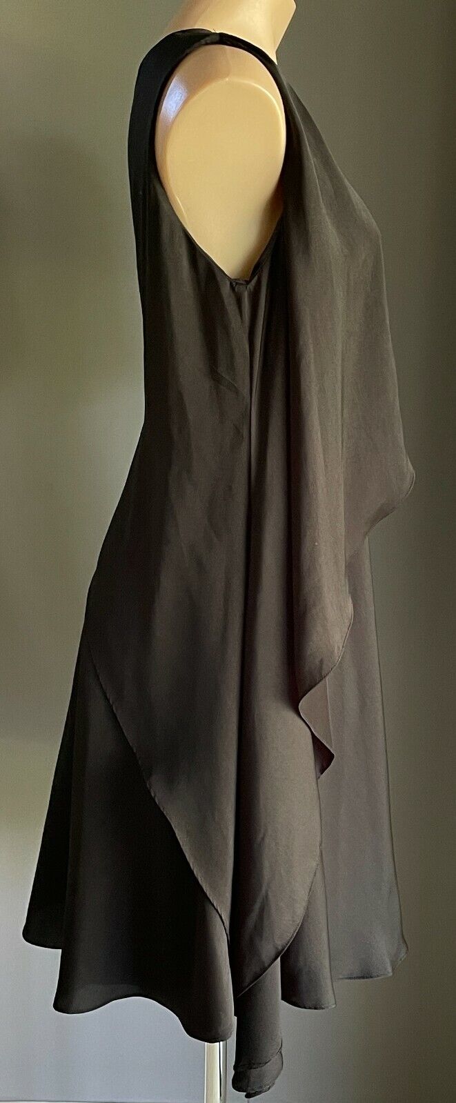 PINK RUBY Sheath Dress Black Sleeveless w Asymmetric Overlay Size 14