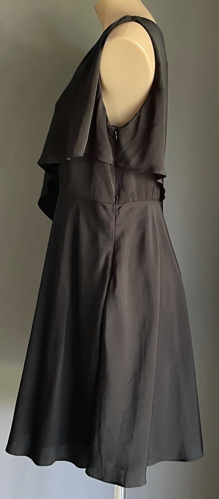 PINK RUBY Sheath Dress Black Sleeveless w Asymmetric Overlay Size 14
