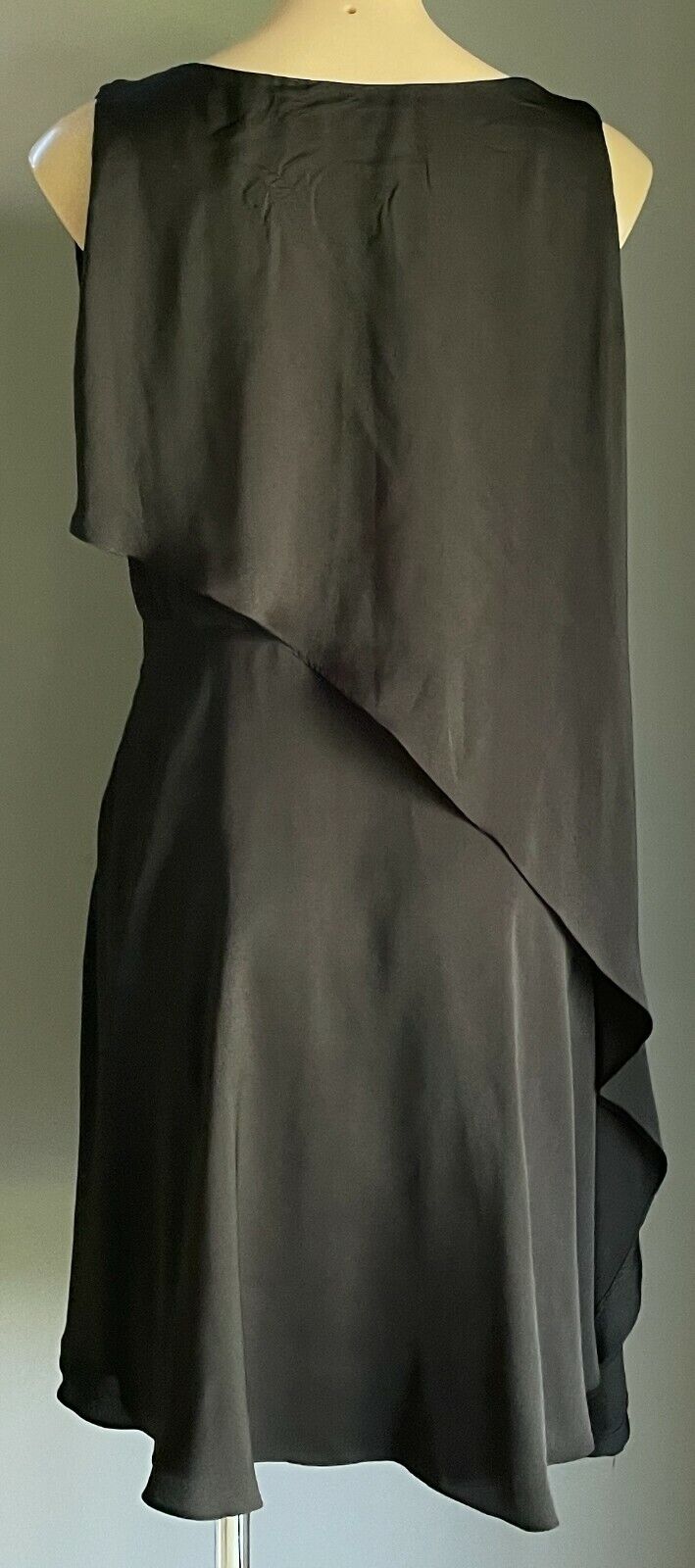 PINK RUBY Sheath Dress Black Sleeveless w Asymmetric Overlay Size 14