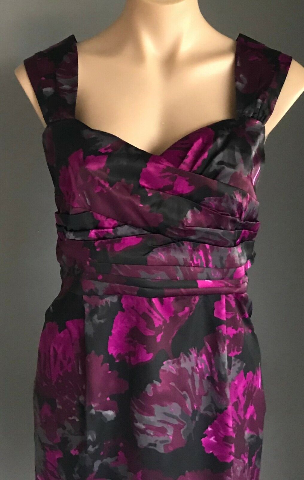 GRACE HILL Sheath Dress Pink Purple Grey Black Floral Sleeveless Size 14 NEW