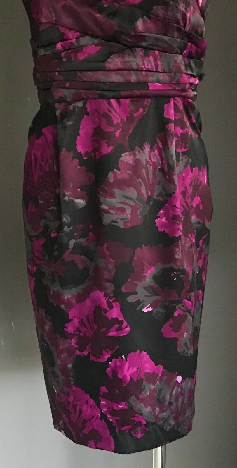 GRACE HILL Sheath Dress Pink Purple Grey Black Floral Sleeveless Size 14 NEW