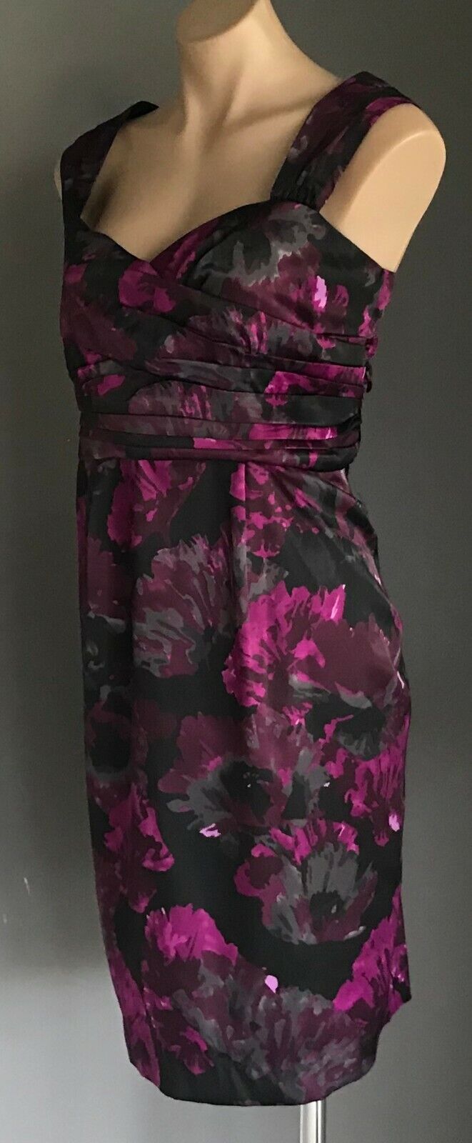 GRACE HILL Sheath Dress Pink Purple Grey Black Floral Sleeveless Size 14 NEW