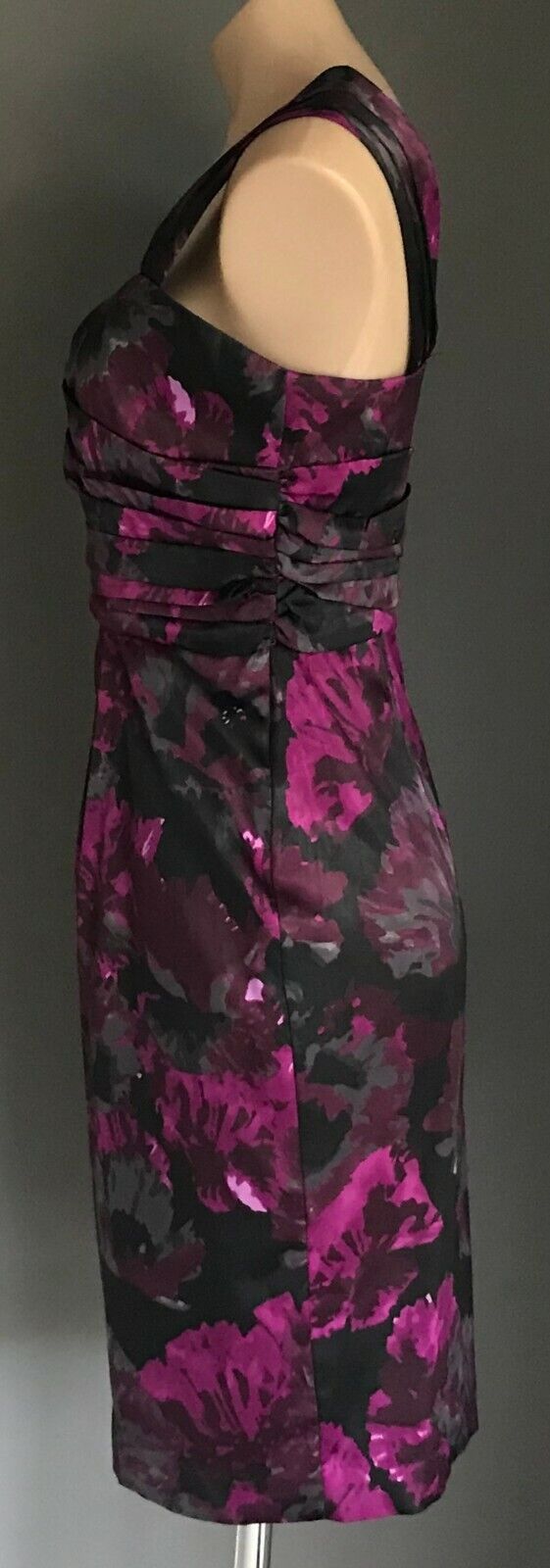 GRACE HILL Sheath Dress Pink Purple Grey Black Floral Sleeveless Size 14 NEW