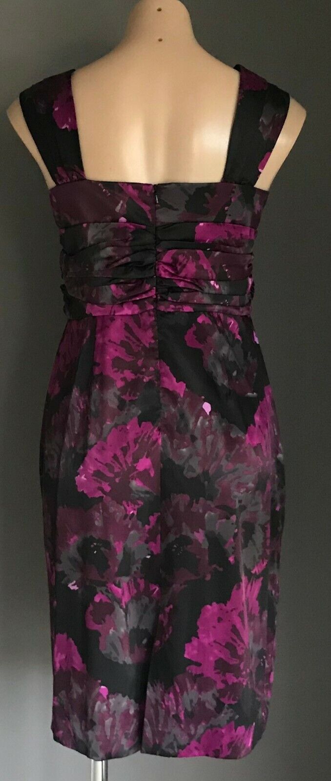 GRACE HILL Sheath Dress Pink Purple Grey Black Floral Sleeveless Size 14 NEW