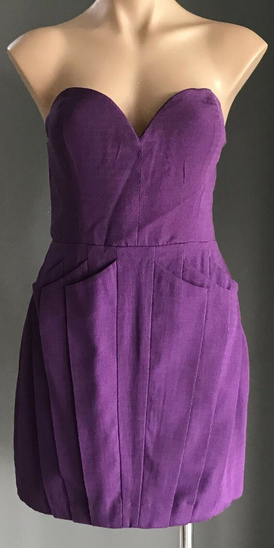 SEDUCE Bustier Mini Dress Purple Textured Fabric Strapless Ladies Size 14
