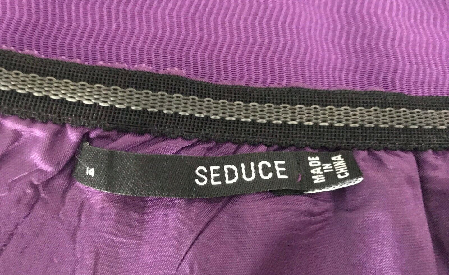 SEDUCE Bustier Mini Dress Purple Textured Fabric Strapless Ladies Size 14