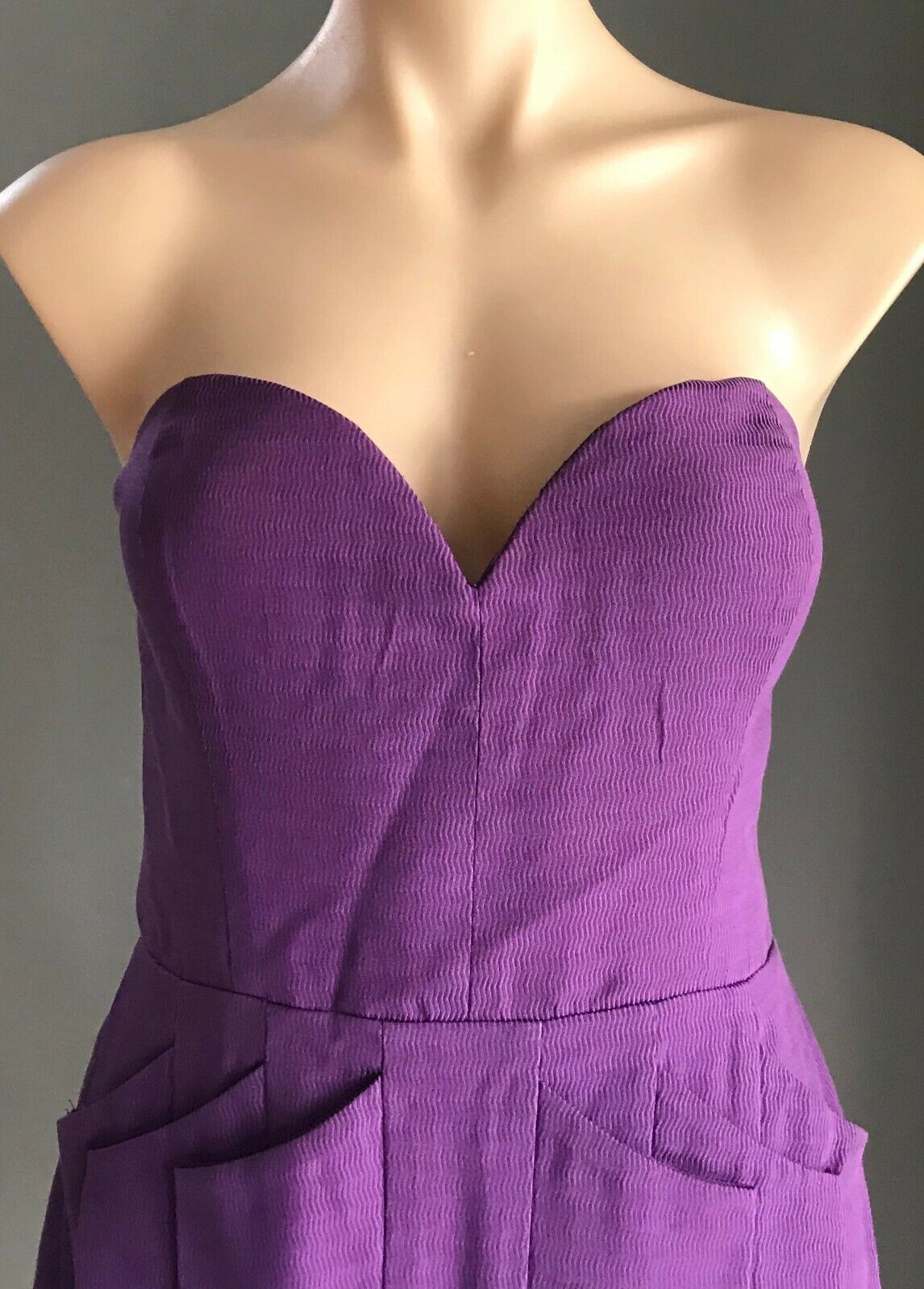 SEDUCE Bustier Mini Dress Purple Textured Fabric Strapless Ladies Size 14
