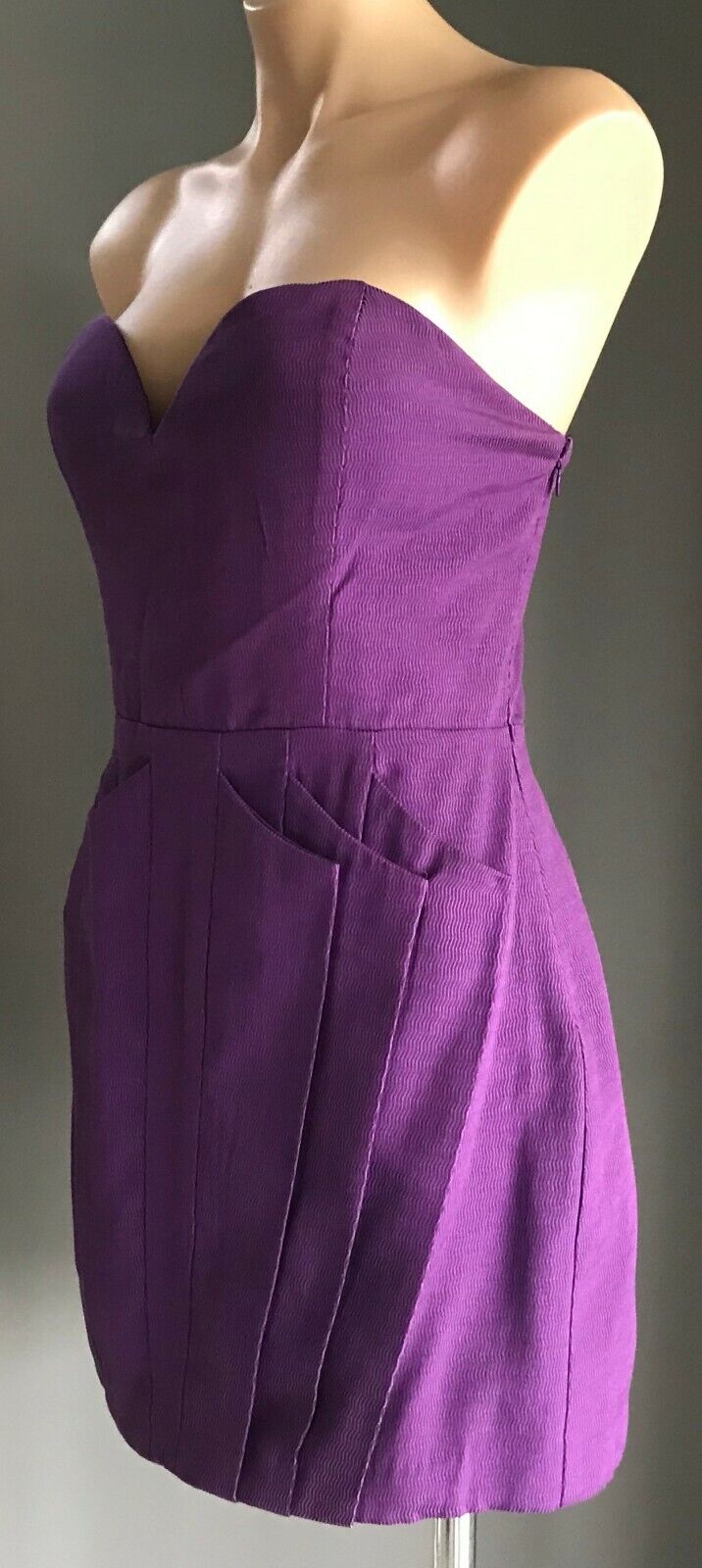 SEDUCE Bustier Mini Dress Purple Textured Fabric Strapless Ladies Size 14