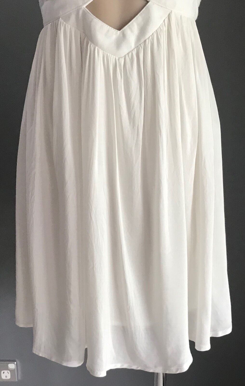 IMPRINT BRAND Dress White Rose Gold Stud Trim Cut Out Waist Sleeveless Size 14