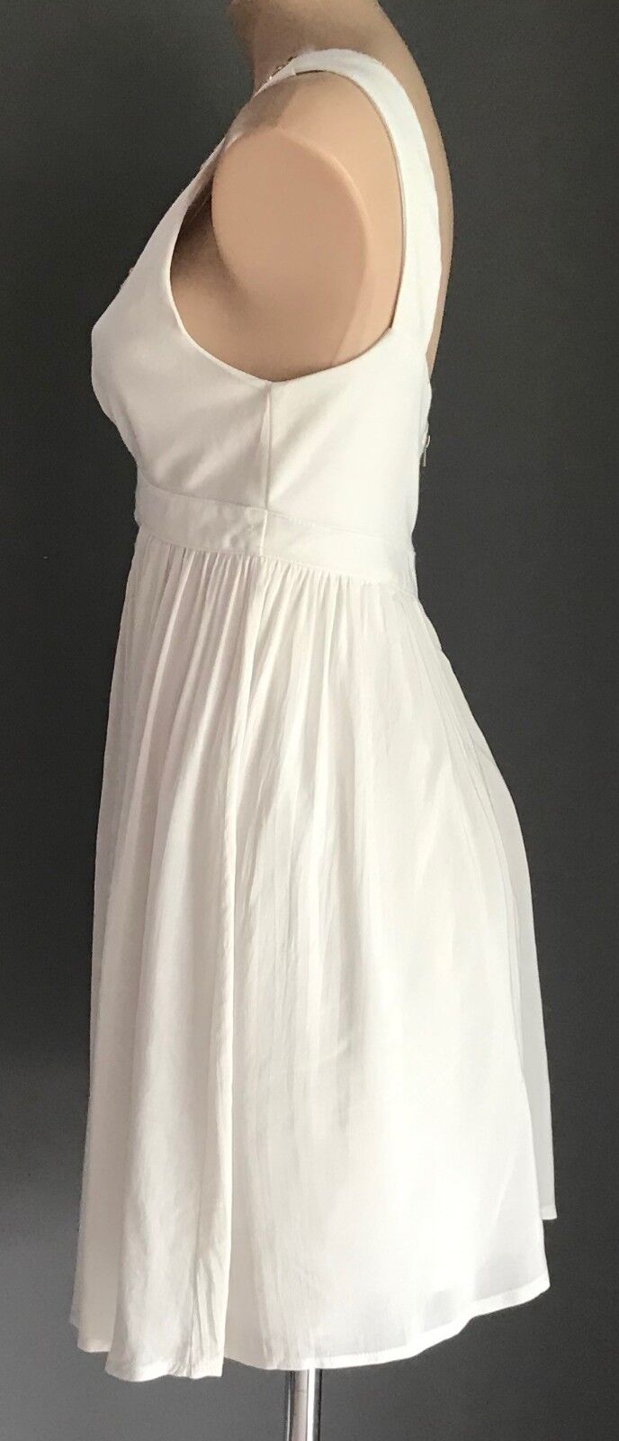 IMPRINT BRAND Dress White Rose Gold Stud Trim Cut Out Waist Sleeveless Size 14
