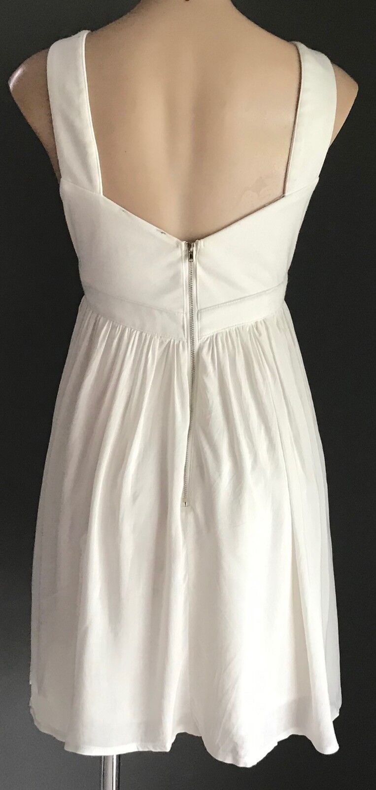 IMPRINT BRAND Dress White Rose Gold Stud Trim Cut Out Waist Sleeveless Size 14