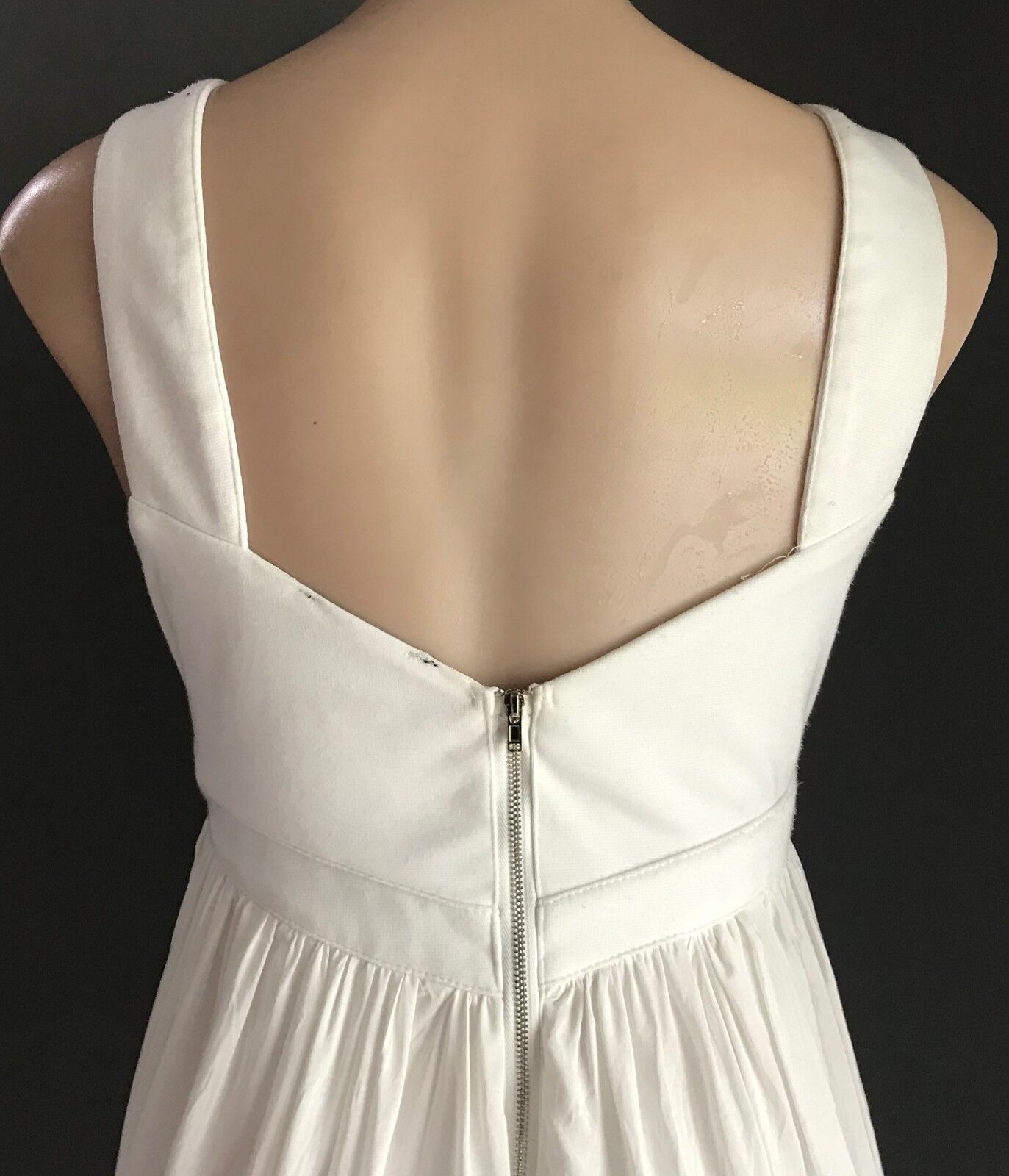 IMPRINT BRAND Dress White Rose Gold Stud Trim Cut Out Waist Sleeveless Size 14