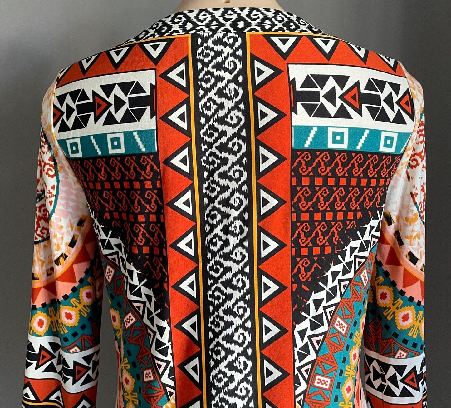 ECI NEW YORK Dress Multicoloured Print 3/4 Sleeve Knee Length Shift Size 6 AU 10