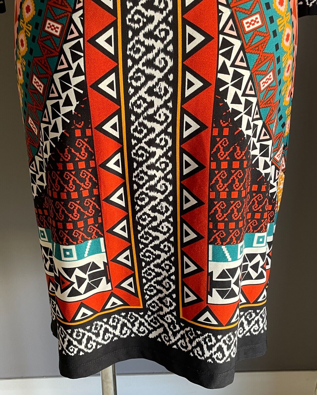 ECI NEW YORK Dress Multicoloured Print 3/4 Sleeve Knee Length Shift Size 6 AU 10