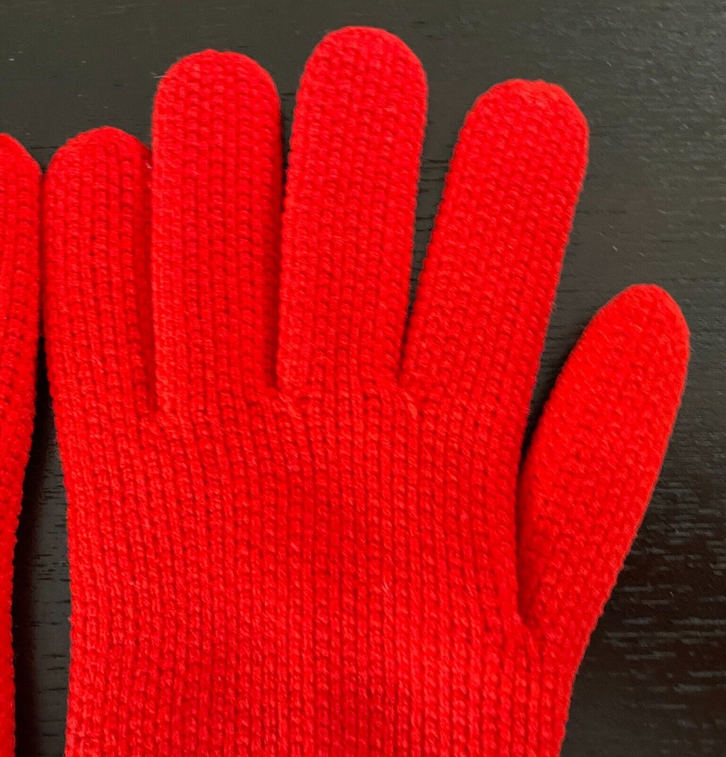 Red Hand GLOVES Stretch Thick Knit Fabric Cuffed Wrist Women's One Size NEW