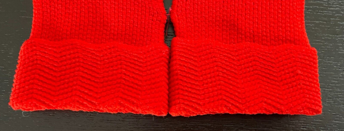 Red Hand GLOVES Stretch Thick Knit Fabric Cuffed Wrist Women's One Size NEW