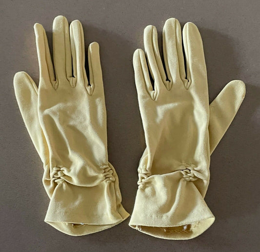 COLLINS Hand Gloves Mustard Yellow 1940's 1950's Short Wrist Size 6.5 Vintage