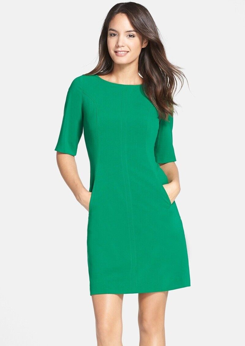 TAHARI ARTHUR S. LEVINE ASL Sheath Dress Green Short Sleeve Size US 6P AU 10P