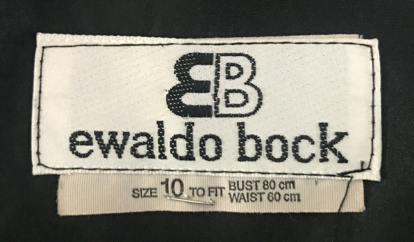 EWALDO BOCK Sheath Dress Sheer Black Organza & Black Red Lace Size 10 1980s