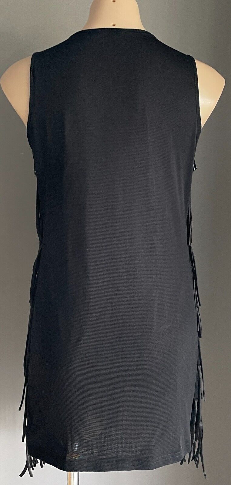 JUST Black Fringe/Rectangle Sequin Bodycon Sleeveless Stretch Mini Dress Size M