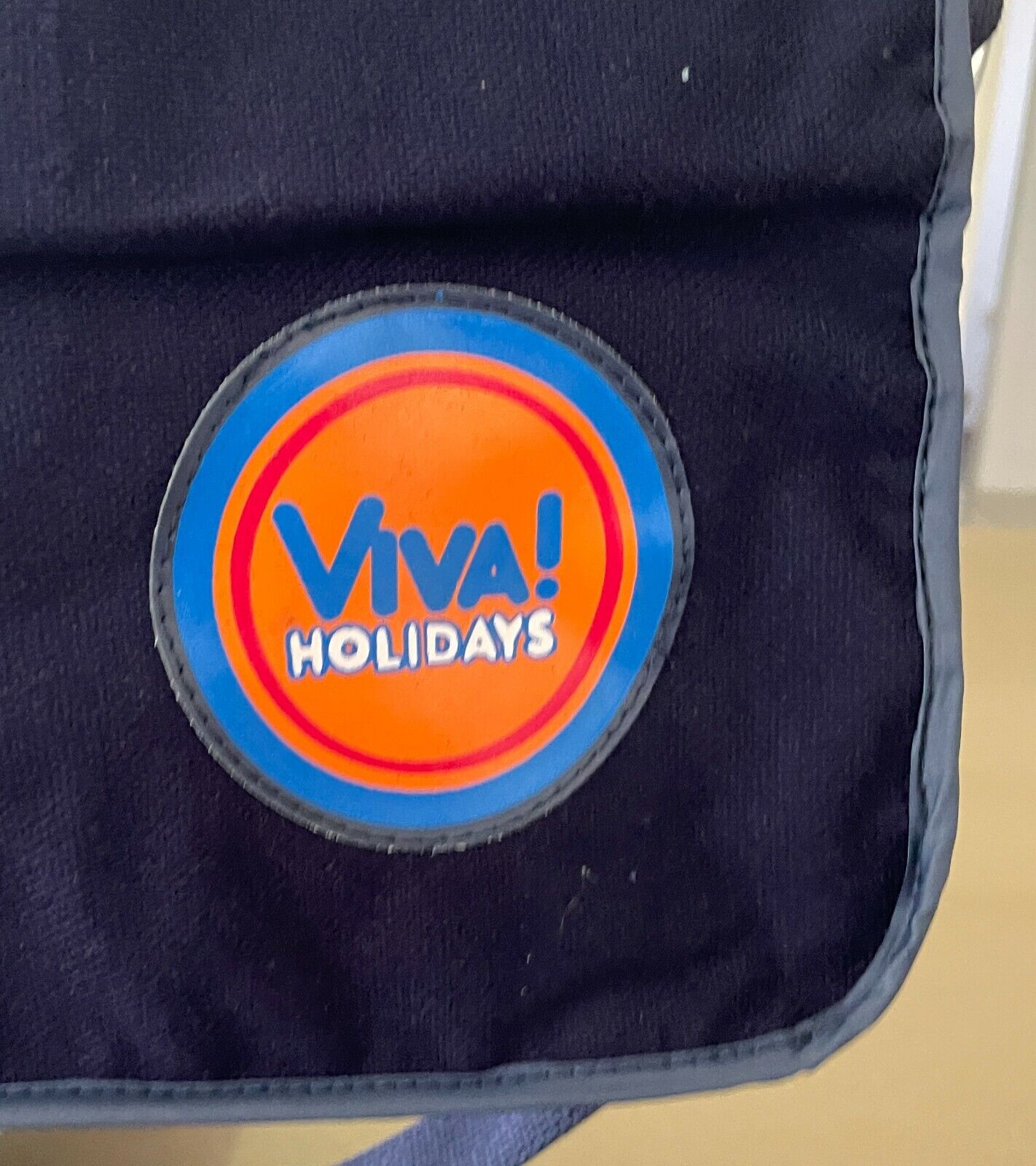 Vintage Promo VIVA HOLIDAYS Travel Bag Navy Blue Canvas & Vinyl Trim w Strap NEW