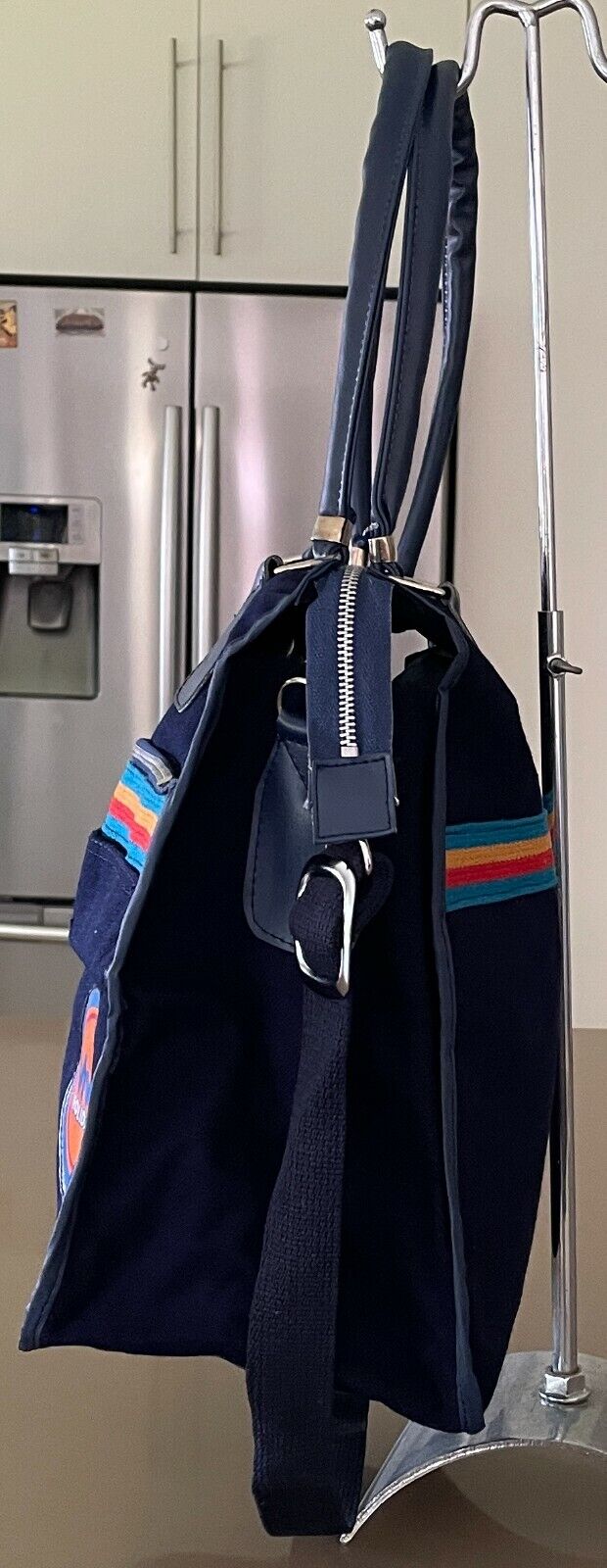 Vintage Promo VIVA HOLIDAYS Travel Bag Navy Blue Canvas & Vinyl Trim w Strap NEW