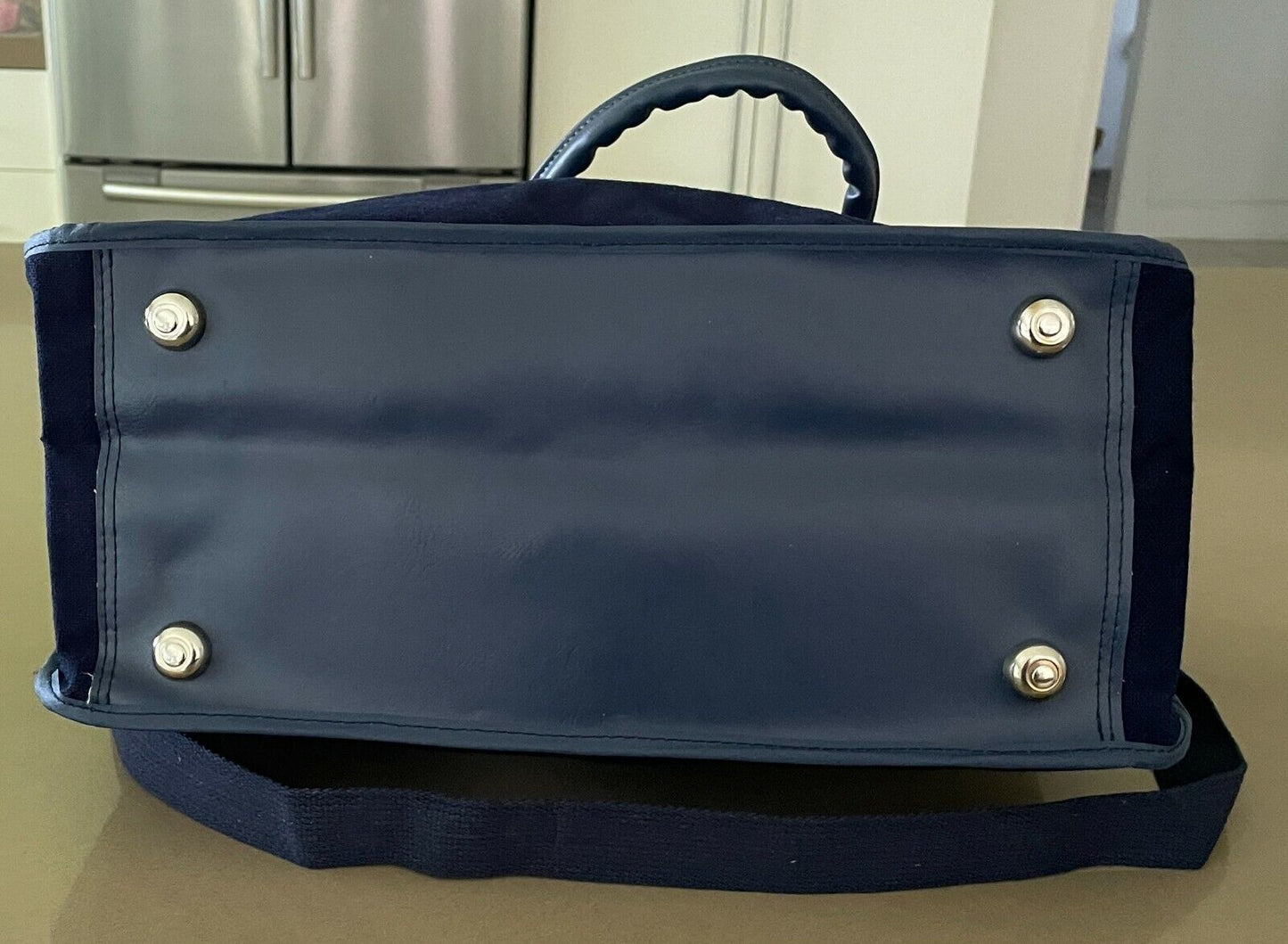 Vintage Promo VIVA HOLIDAYS Travel Bag Navy Blue Canvas & Vinyl Trim w Strap NEW