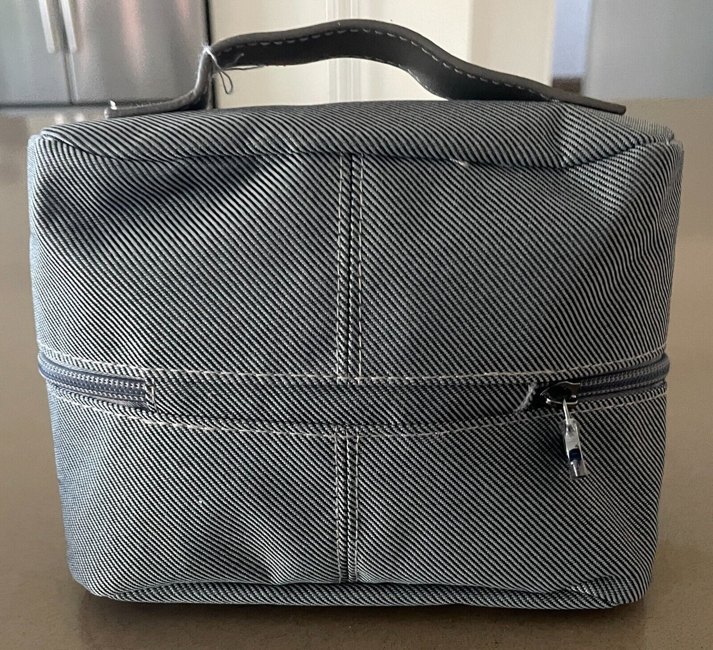 BVLGARI Wet Pack Bag Grey Zip Top with Handle Unisex Mens Bulgari