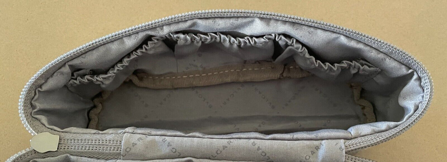 BVLGARI Wet Pack Bag Grey Zip Top with Handle Unisex Mens Bulgari