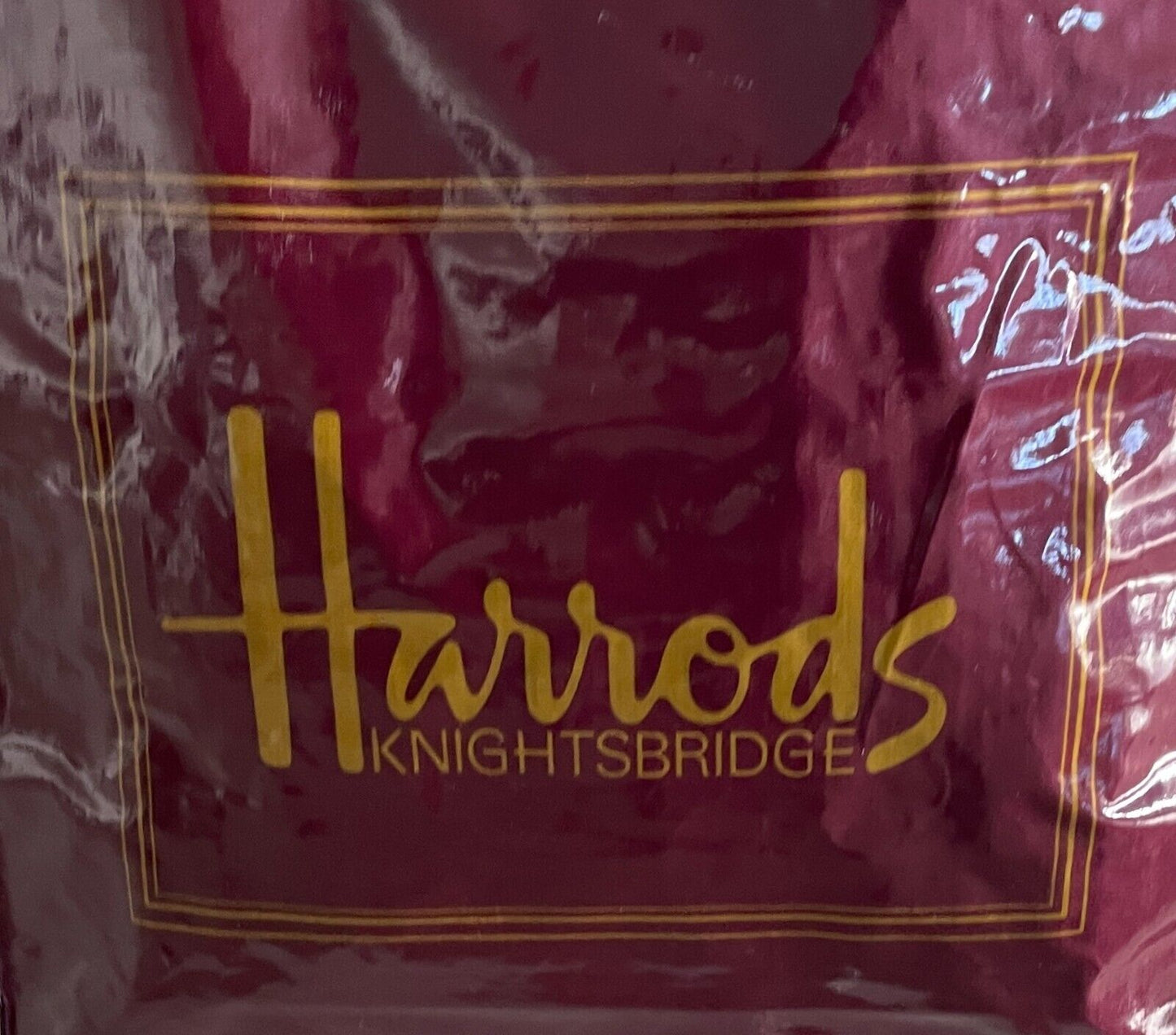 HARRODS Shopper Bag Knightsbridge Burgundy PVC Coated Cotton 36cm x 45cm