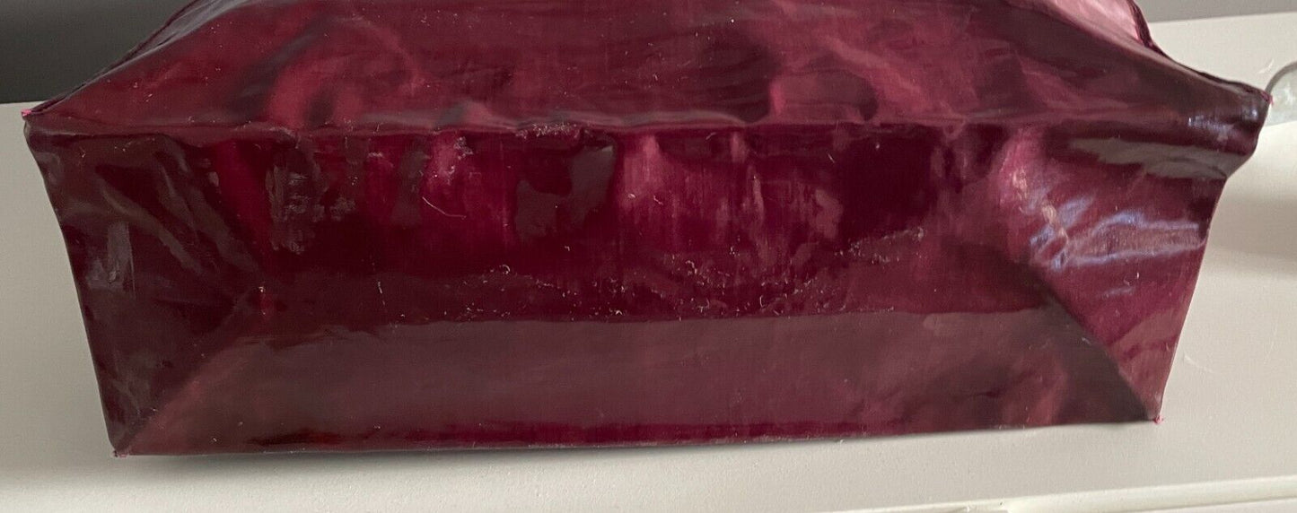 HARRODS Shopper Bag Knightsbridge Burgundy PVC Coated Cotton 36cm x 45cm
