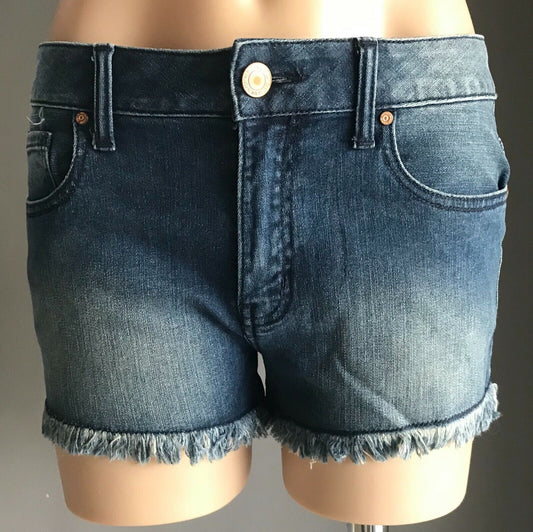 NOW Blue Denim Jeans Shorts Cut Off Fray Hem Shorts Ladies Size 8 10