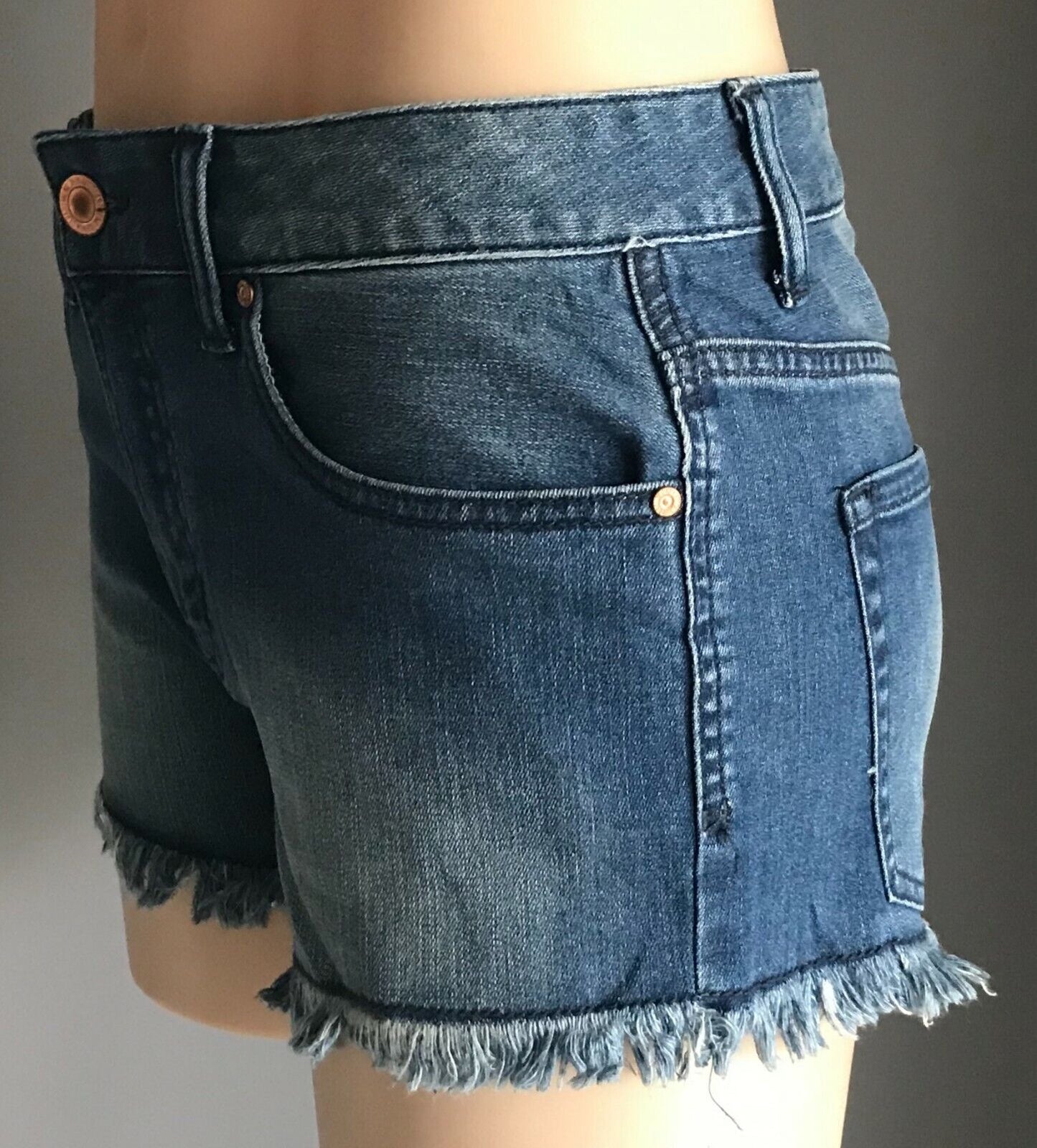 NOW Blue Denim Jeans Shorts Cut Off Fray Hem Shorts Ladies Size 8 10