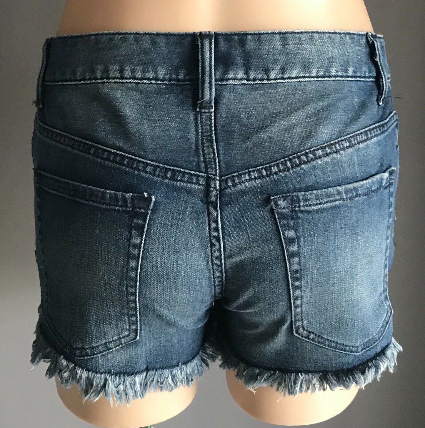 NOW Blue Denim Jeans Shorts Cut Off Fray Hem Shorts Ladies Size 8 10